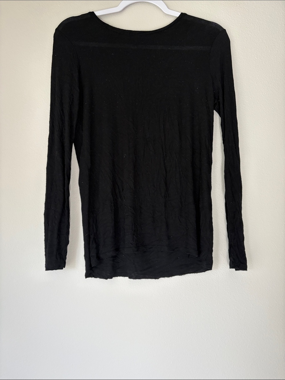 White House Black Market Black Long Sleeve Slim Crew Tee